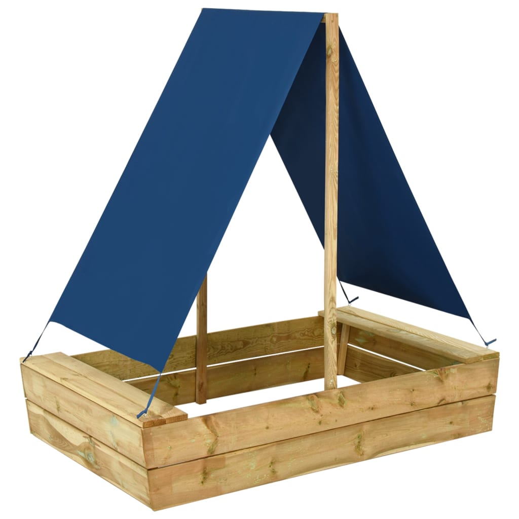 vidaXL Sandpit with Roof 80x60x97.5 cm Impregnated Pinewood