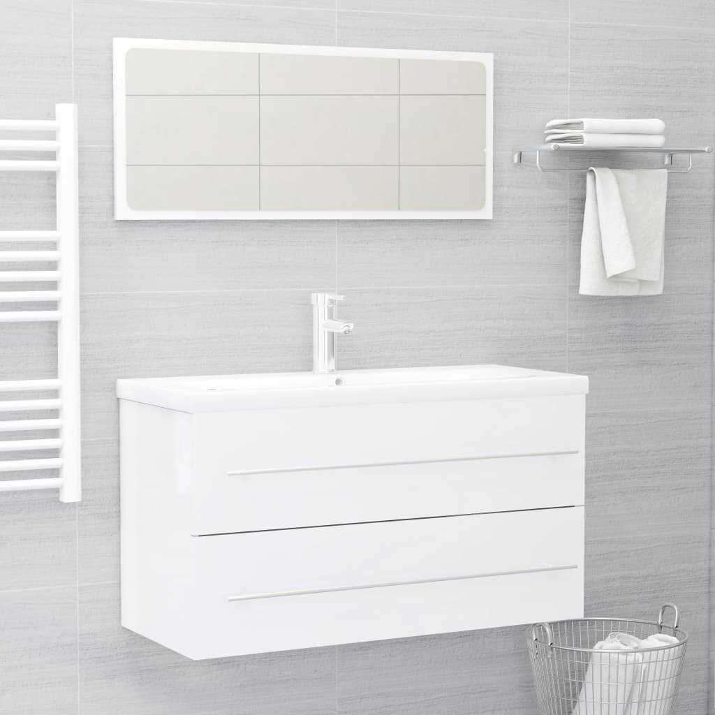 vidaXL 2 Piece Bathroom Furniture Set White Engineered Wood