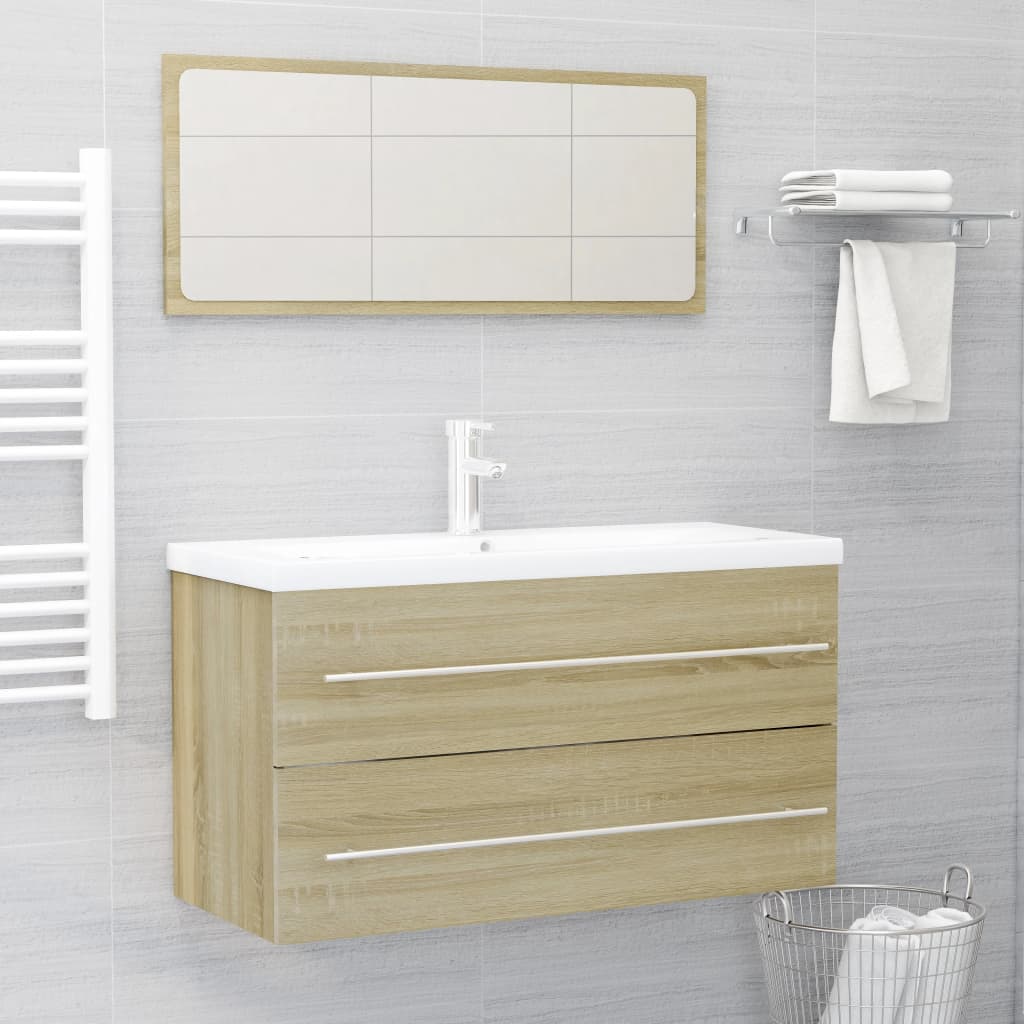 vidaXL 2 Piece Bathroom Furniture Set Sonoma Oak Engineered Wood