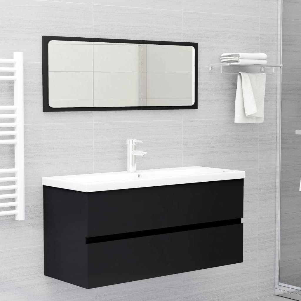 vidaXL 2 Piece Bathroom Furniture Set Black Engineered Wood