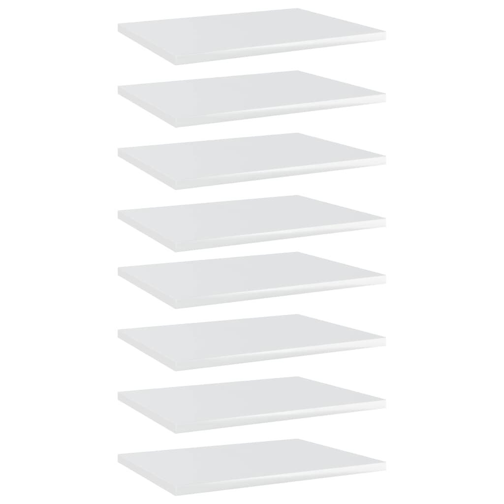 vidaXL Bookshelf Boards 8 pcs High Gloss White 40x30x1.5 cm Engineered Wood