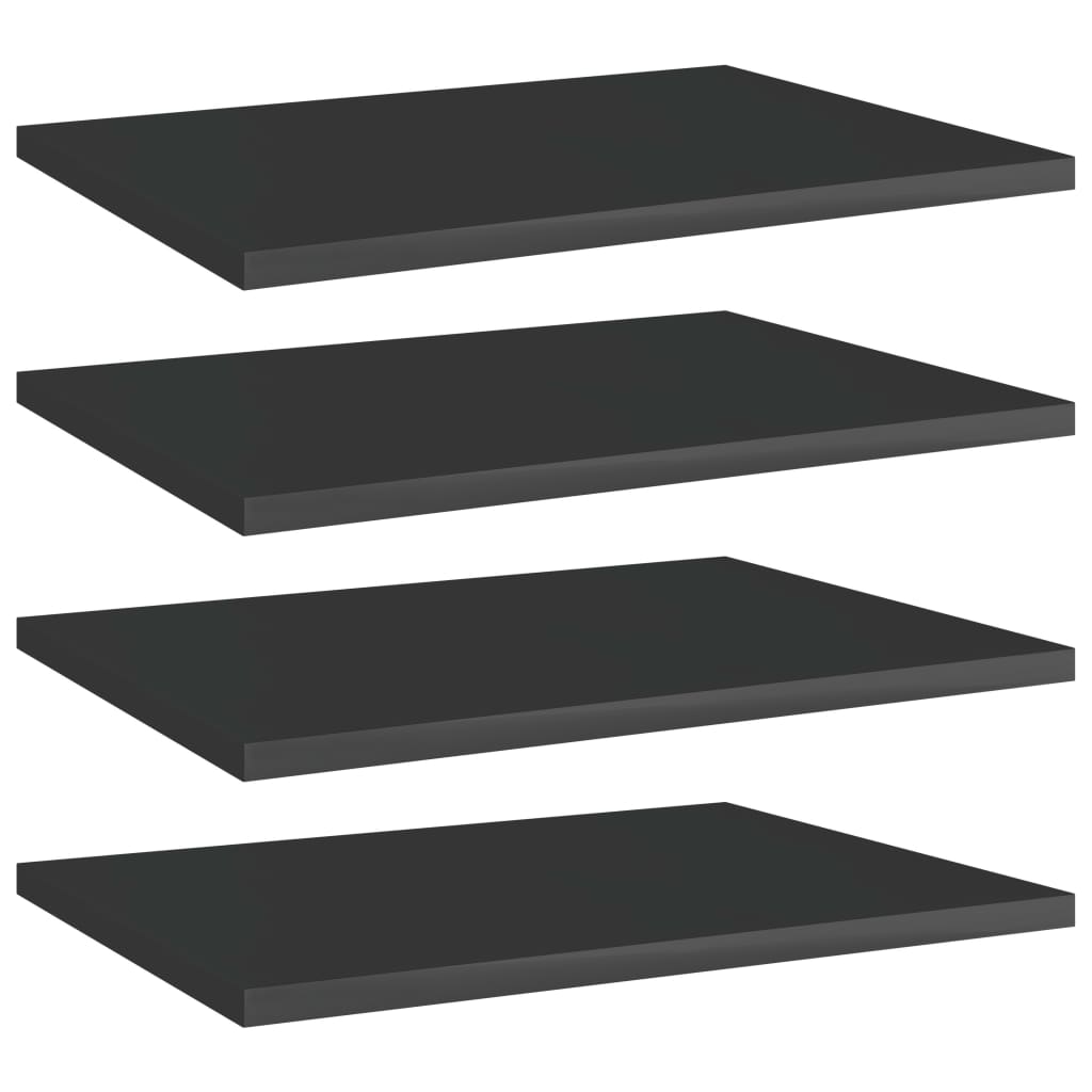 vidaXL Bookshelf Boards 4 pcs High Gloss Black 40x30x1.5 cm Engineered Wood