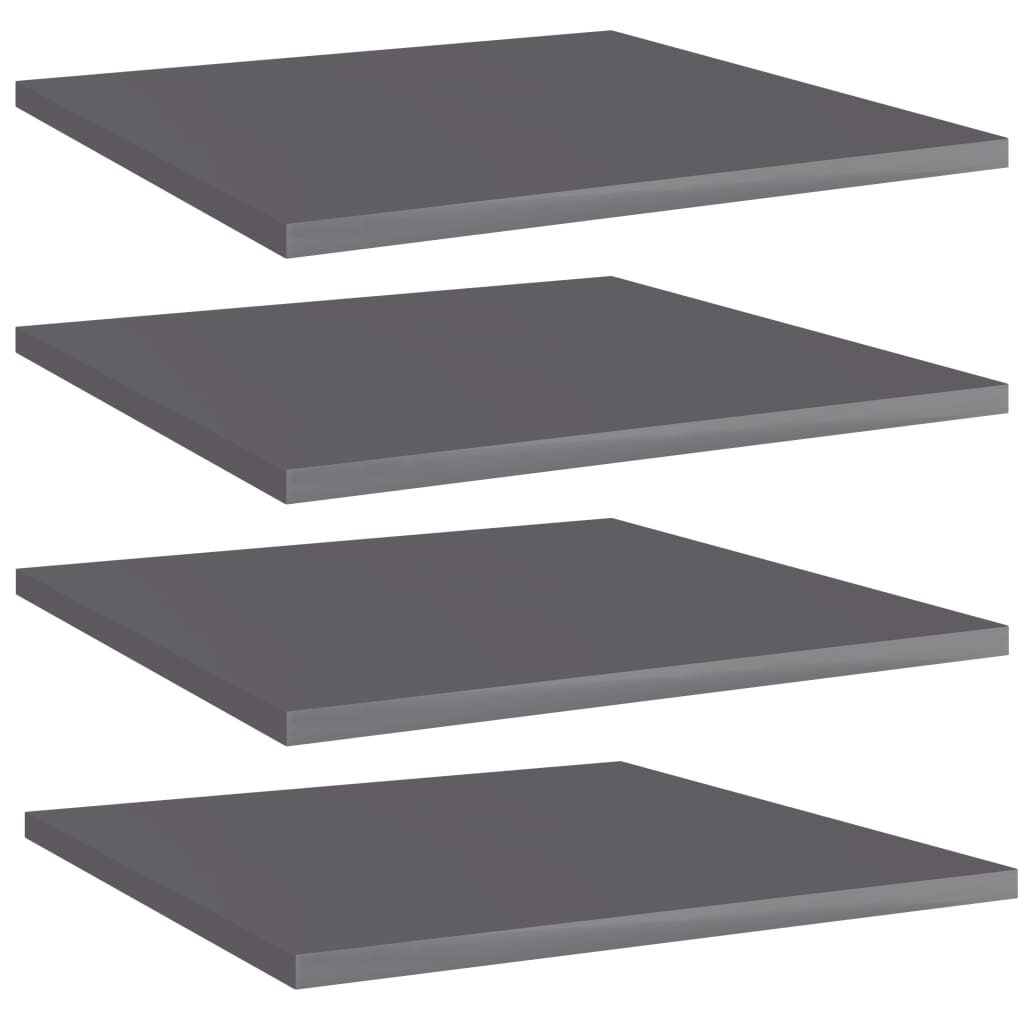 vidaXL Bookshelf Boards 4 pcs High Gloss Grey 40x40x1.5 cm Engineered Wood
