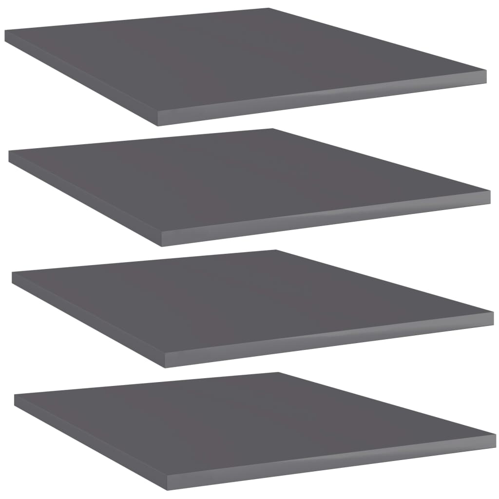 vidaXL Bookshelf Boards 4 pcs High Gloss Grey 40x50x1.5 cm Engineered Wood