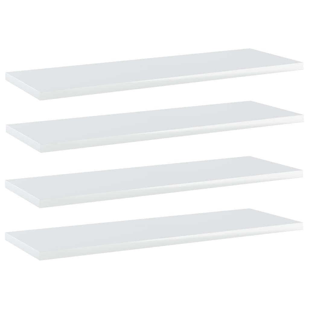 vidaXL Bookshelf Boards 4 pcs High Gloss White 60x20x1.5 cm Engineered Wood