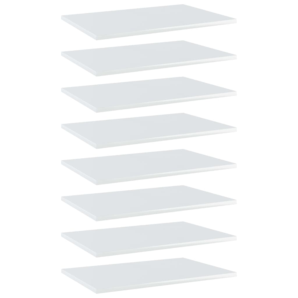 vidaXL Bookshelf Boards 8 pcs High Gloss White 60x40x1.5 cm Engineered Wood