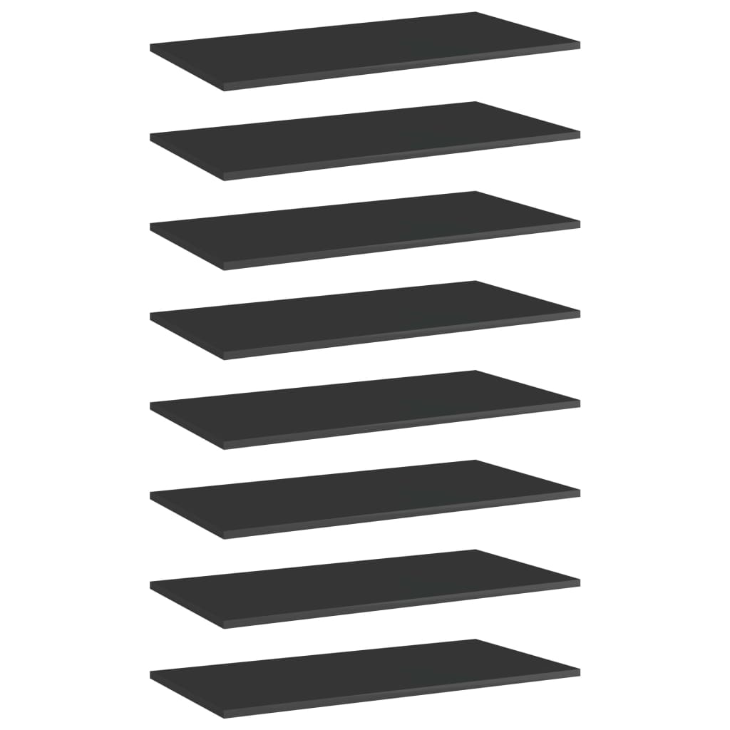 vidaXL Bookshelf Boards 8 pcs High Gloss Black 80x40x1.5 cm Engineered Wood