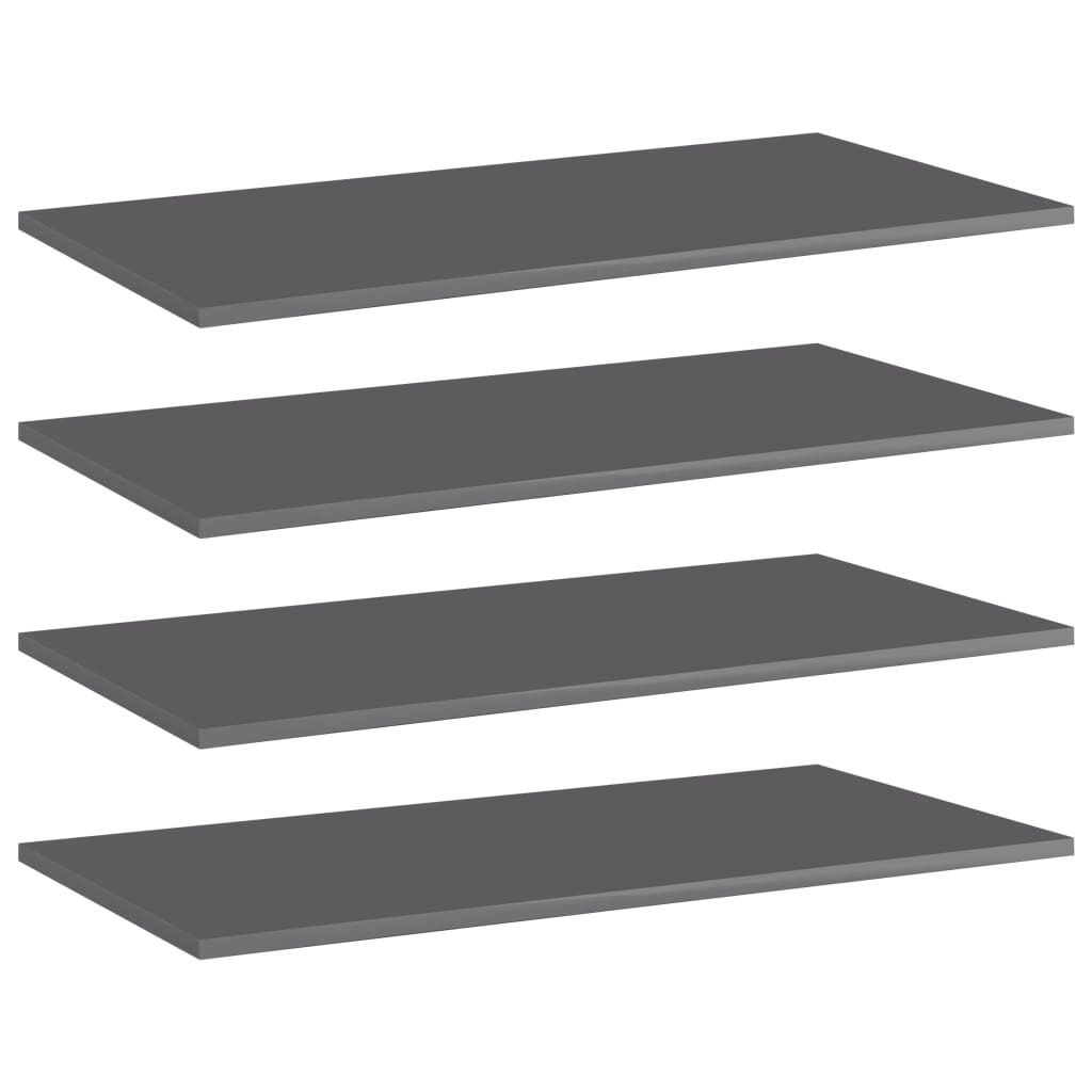 vidaXL Bookshelf Boards 4 pcs High Gloss Grey 80x40x1.5 cm Engineered Wood