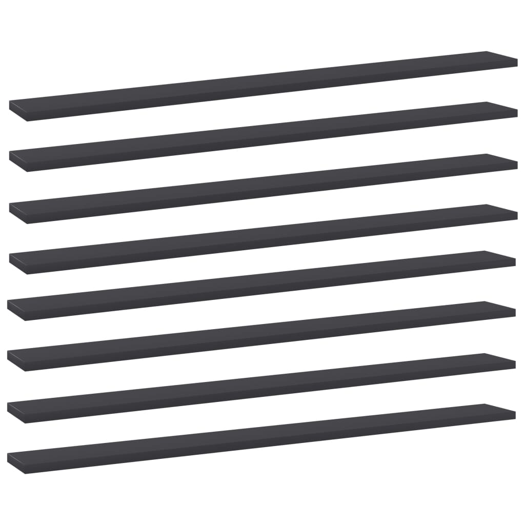 vidaXL Bookshelf Boards 8 pcs Grey 100x10x1.5 cm Engineered Wood