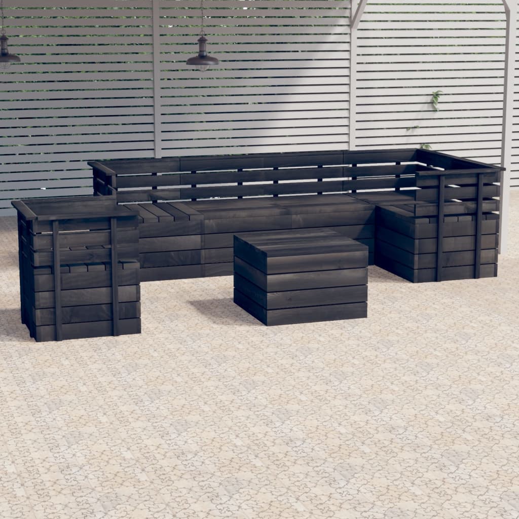 vidaXL 7 Piece Garden Pallet Lounge Set Solid Pinewood Dark Grey