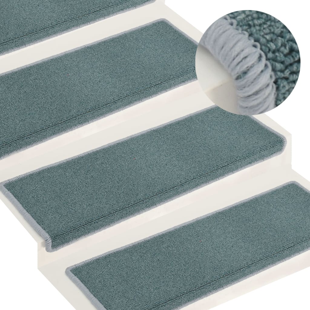 vidaXL Carpet Stair Treads 15 pcs 65x21x4 cm Blue