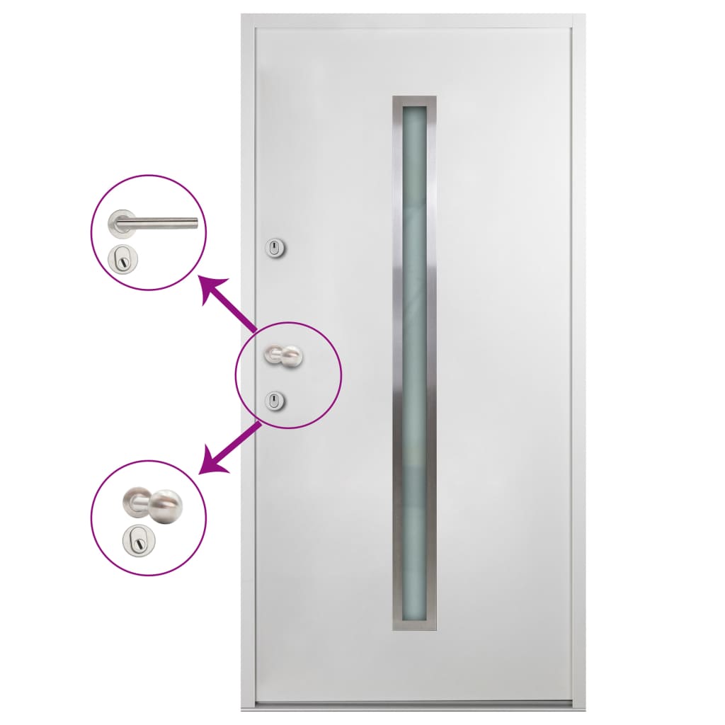 vidaXL Aluminium Front Door White 90x200 cm