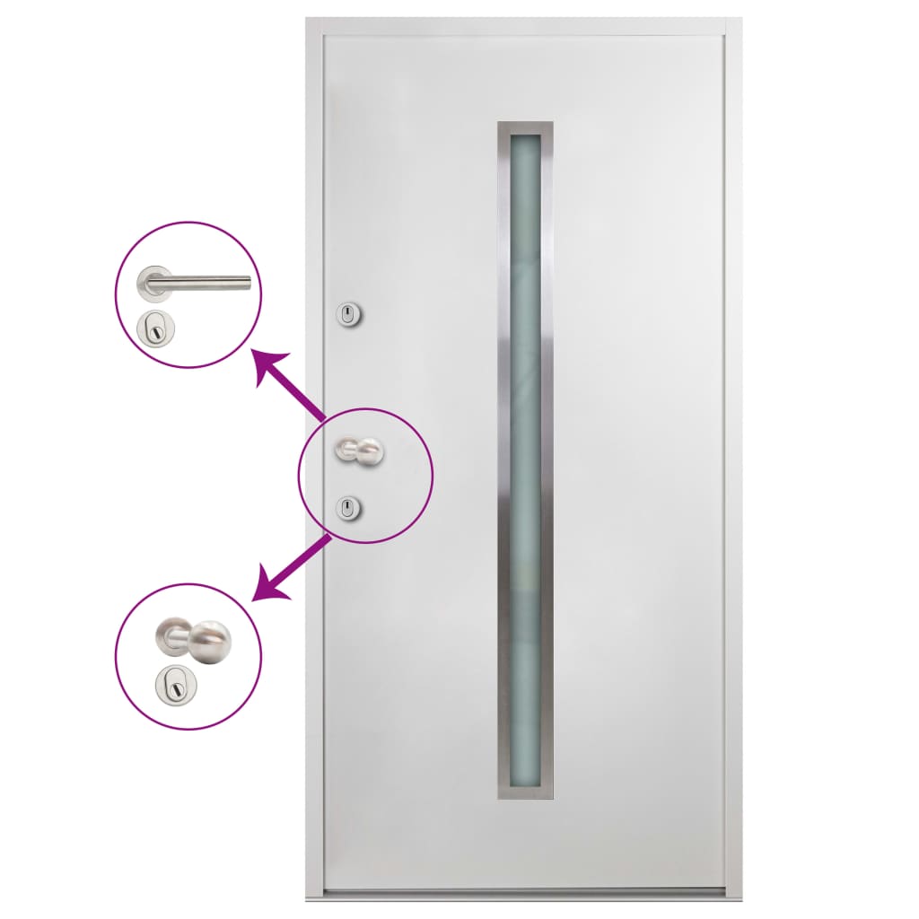 vidaXL Aluminium Front Door White 110x207.5 cm