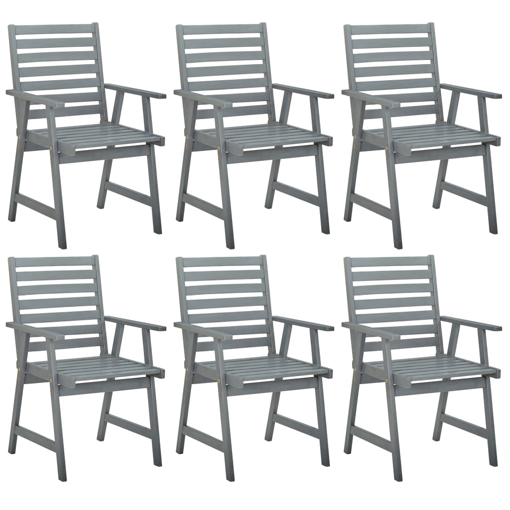 vidaXL Outdoor Dining Chairs 6 pcs Grey Solid Acacia Wood