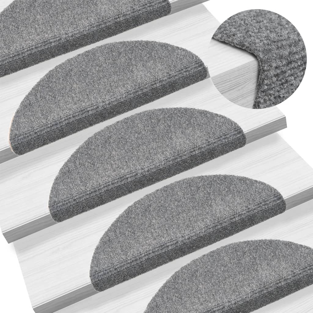 vidaXL Self-adhesive Stair Mats 5 pcs Light Grey 56x17x3 cm Needle Punch