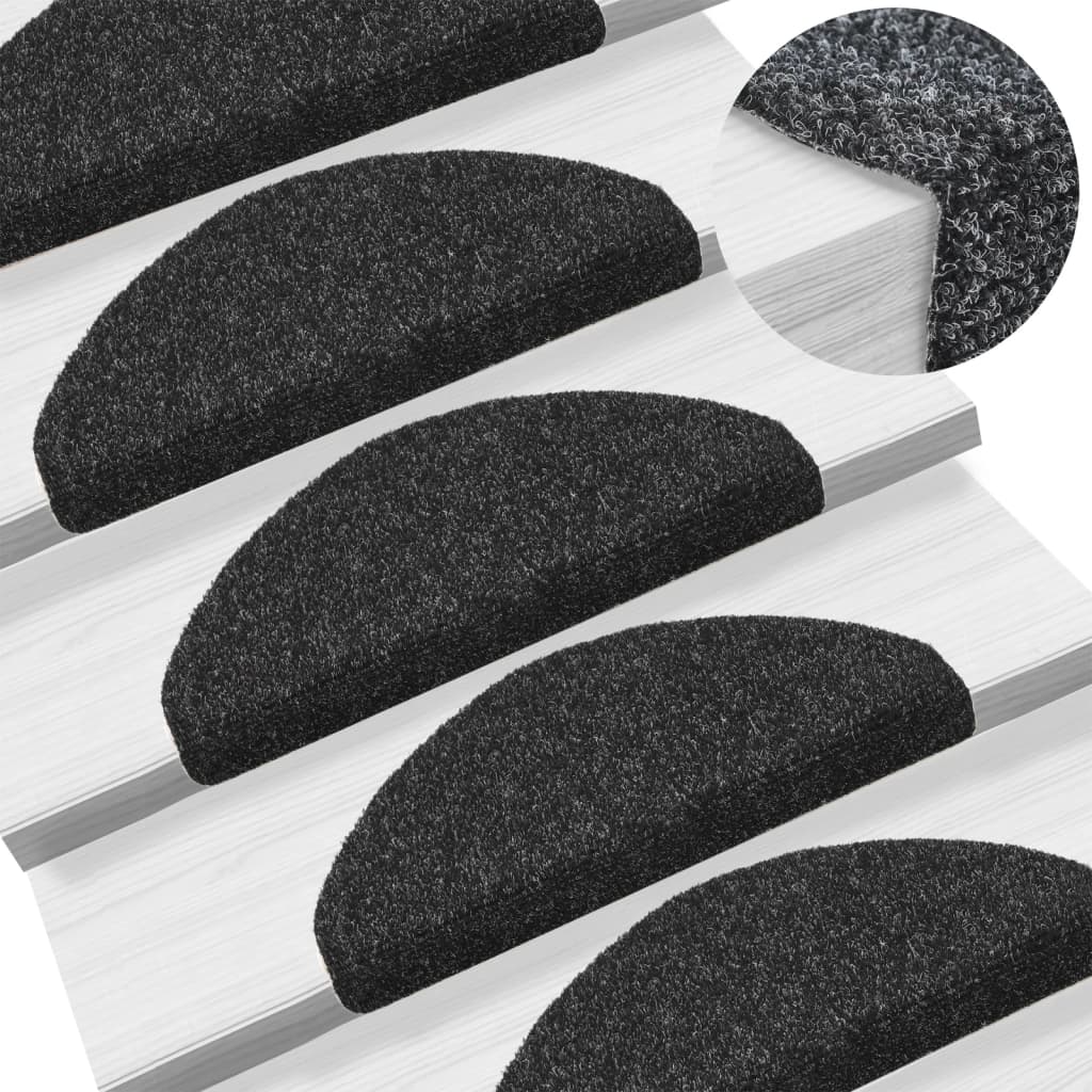 vidaXL Self-adhesive Stair Mats 10 pcs Black 65x21x4 cm Needle Punch