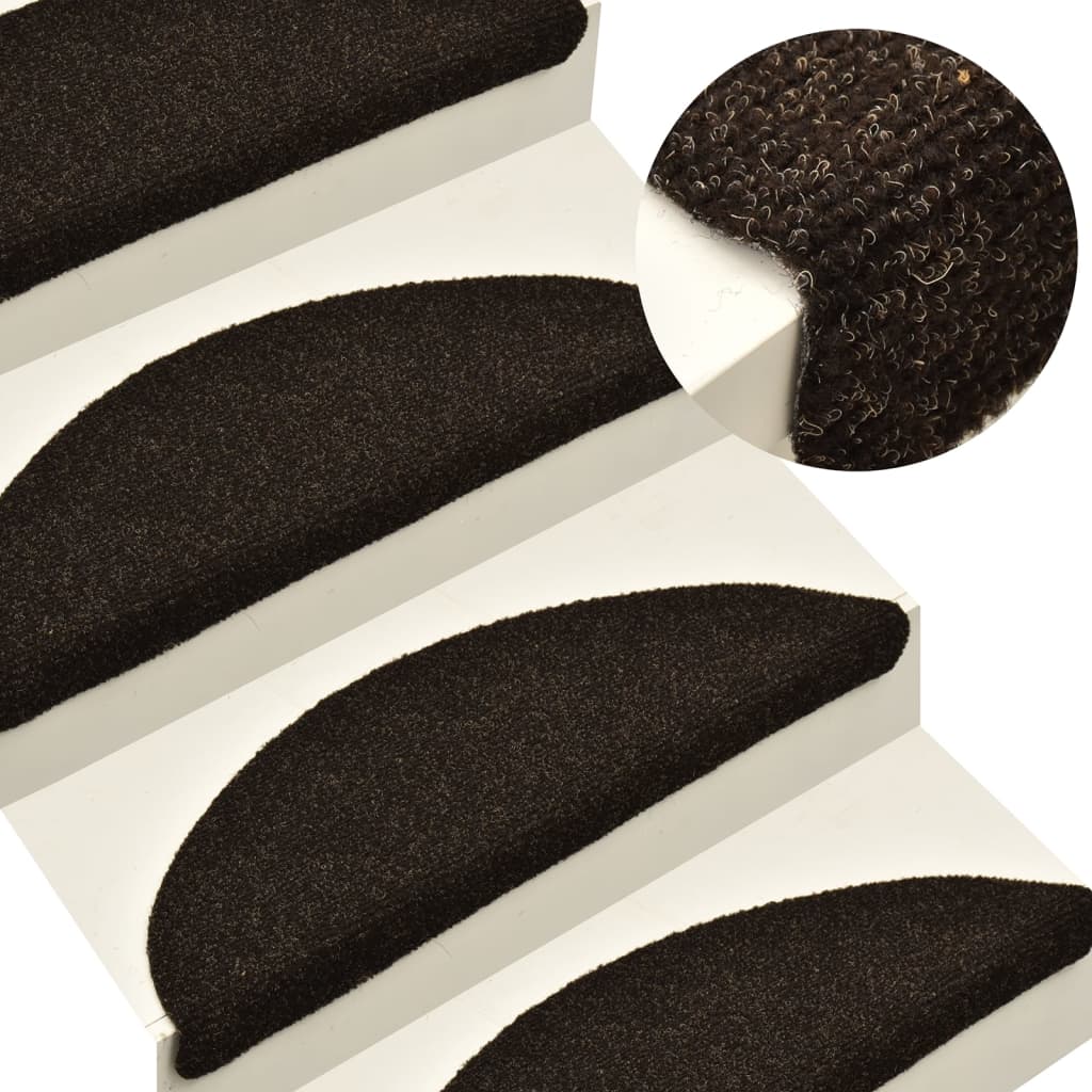 vidaXL Self-adhesive Stair Mats 10pcs Dark Brown 65x21x4cm Needle Punch