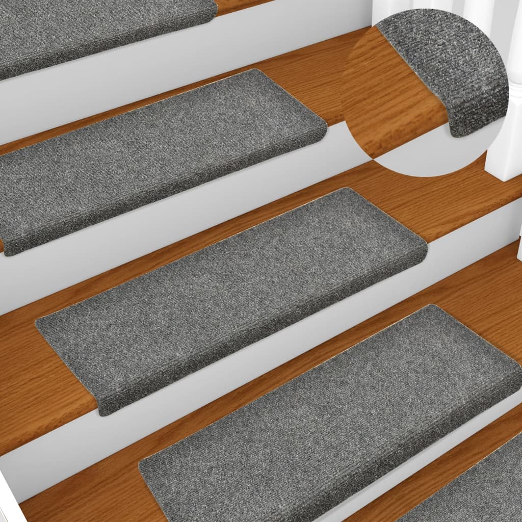 vidaXL Stair Mats 10 pcs Light Grey 65x21x4 cm Needle Punch