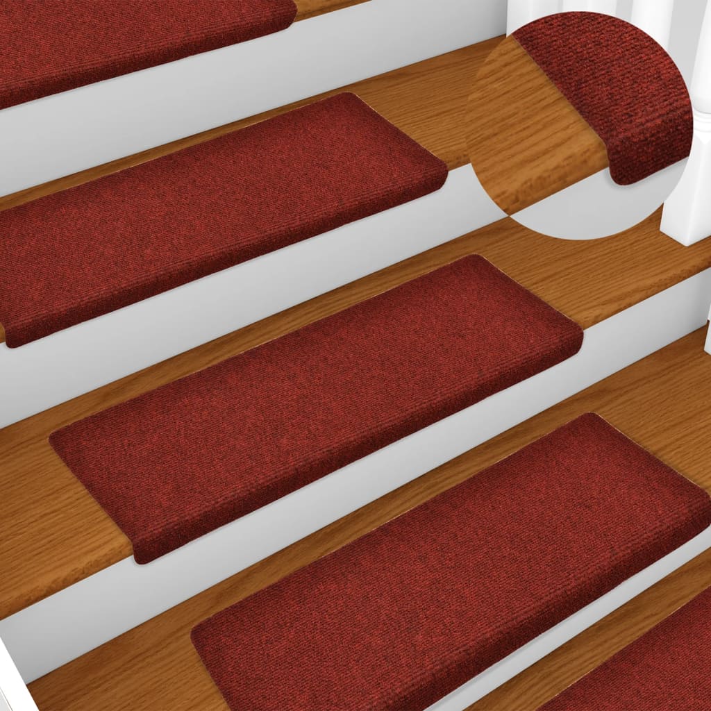 vidaXL Stair Mats 5 pcs Bordeaux Red 65x21x4 cm Needle Punch