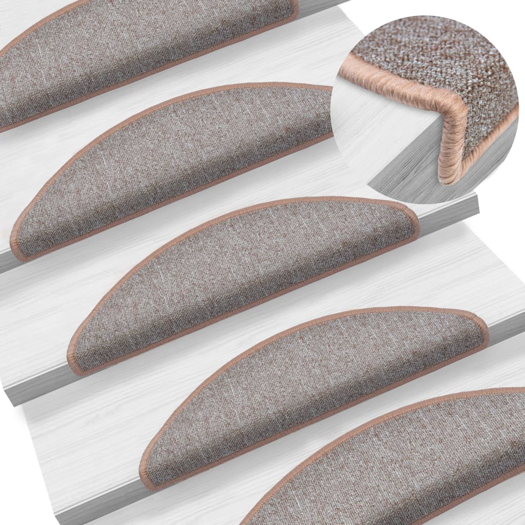 vidaXL Stair Mats 10 pcs 56x17x3 cm Light Brown