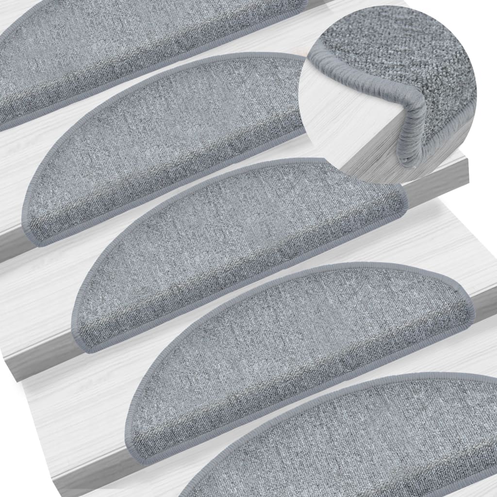 vidaXL Stair Mats 10 pcs 65x24x4 cm Light Grey