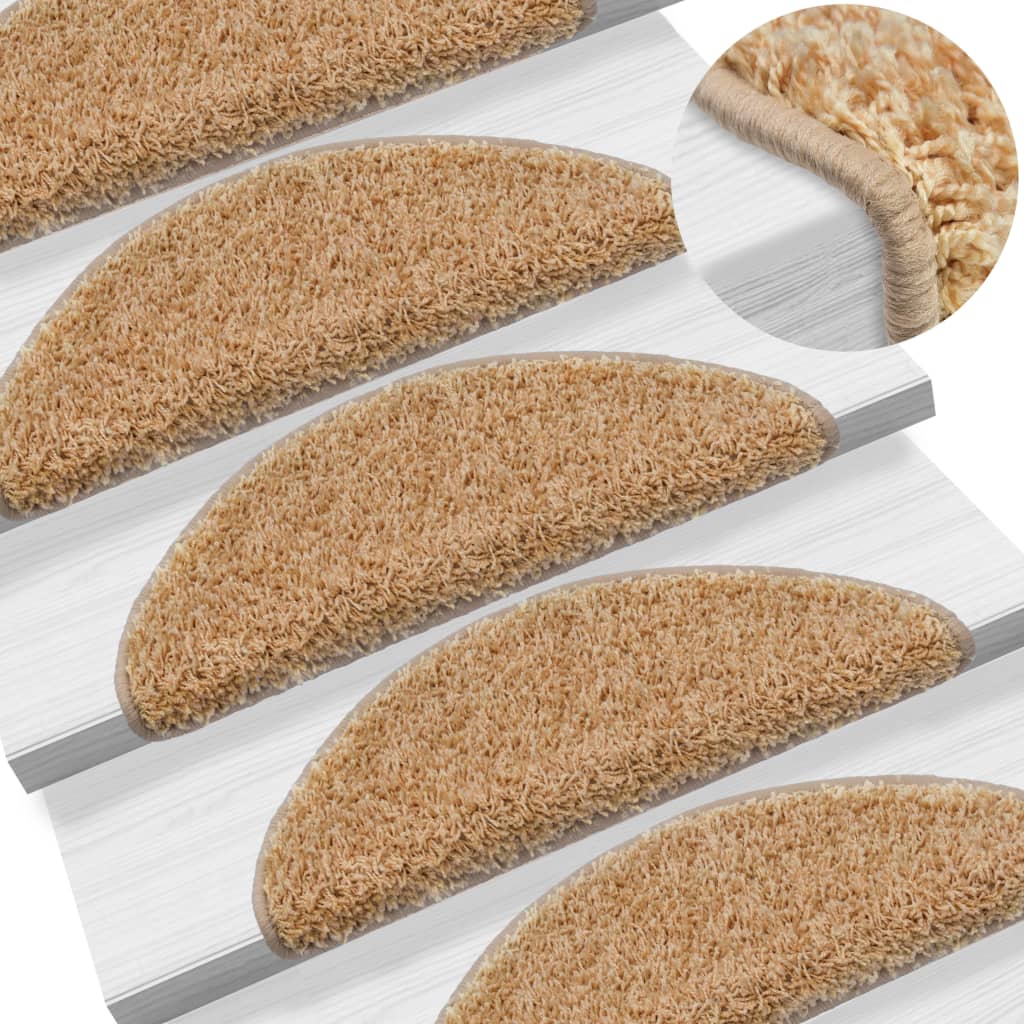 vidaXL Stair Mats 10 pcs 65x21x4 cm Cream