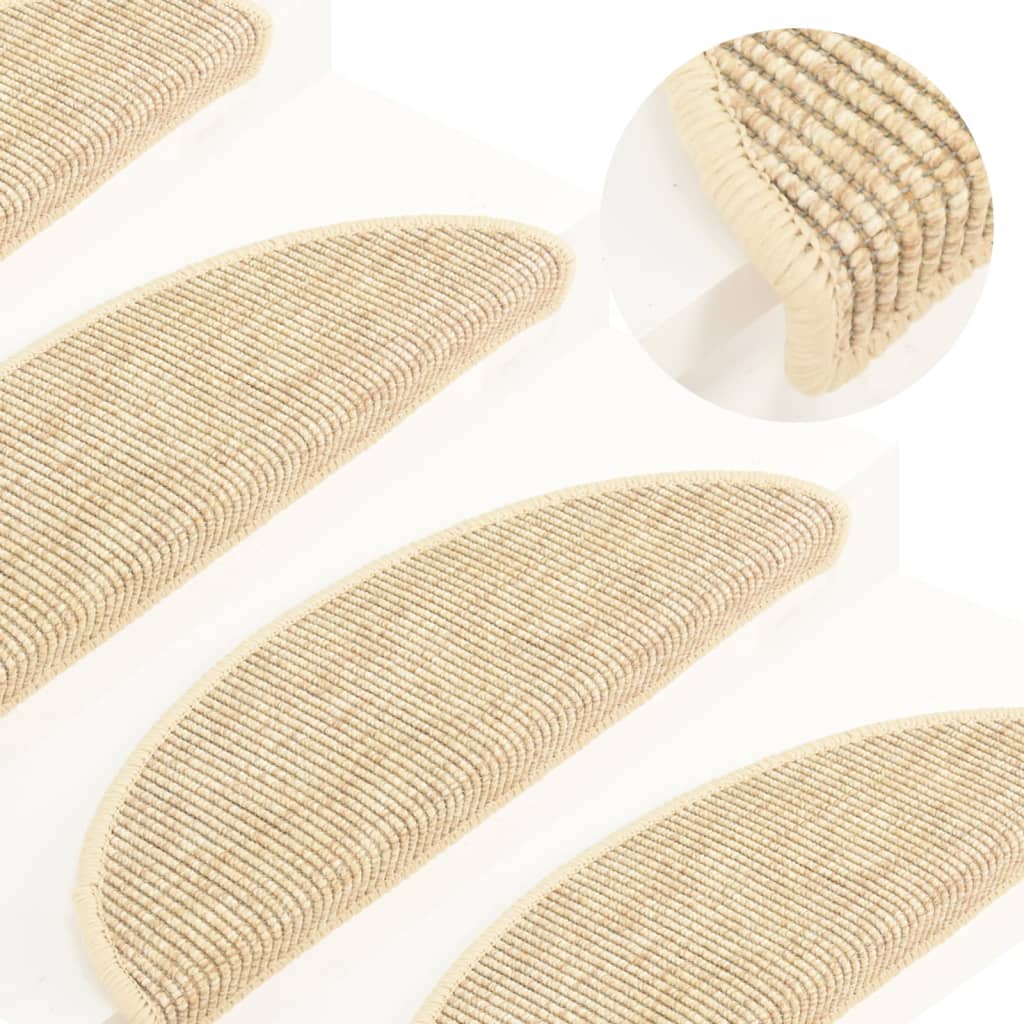 vidaXL Stair Mats Self-adhesive 15 pcs 56x17x3 cm Light Beige