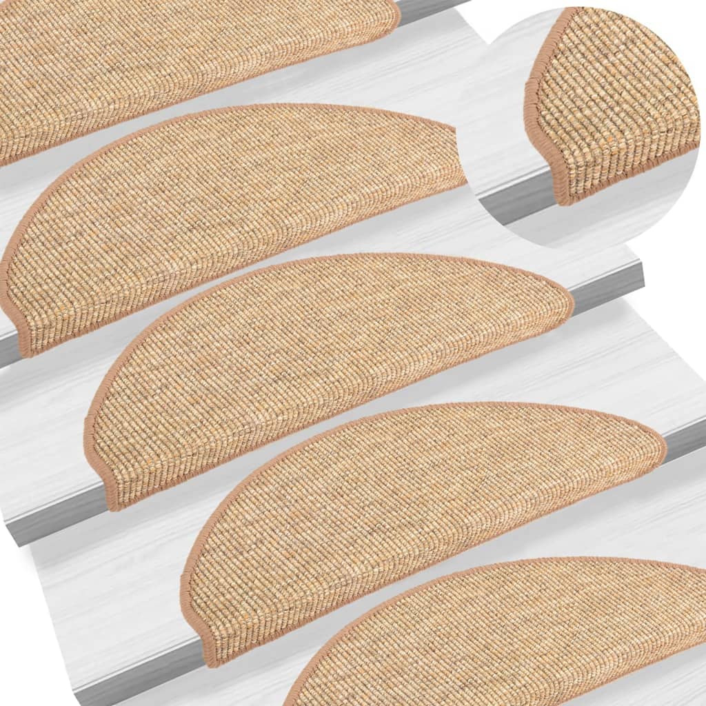 vidaXL Stair Mats Self-adhesive 15 pcs Light Brown 65x21x4 cm