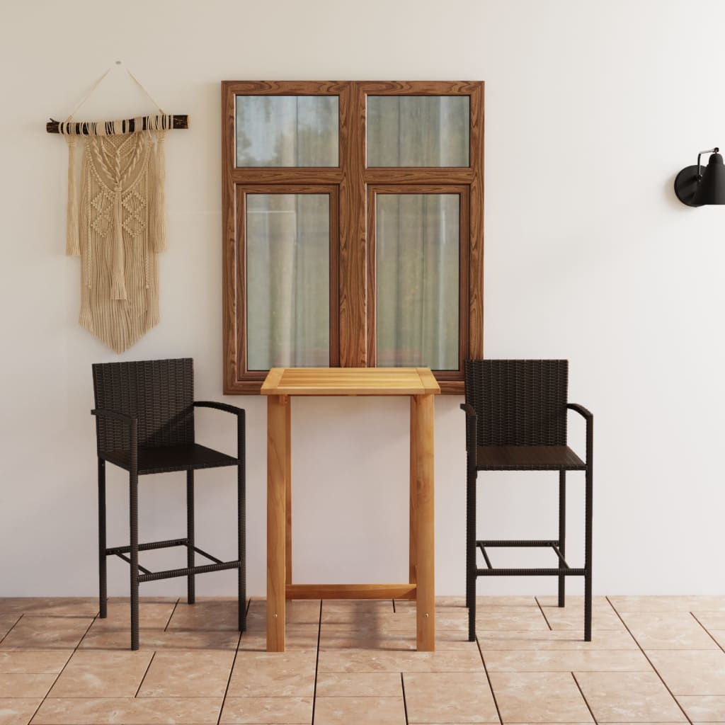 vidaXL 3 Piece Garden Bar Set Brown