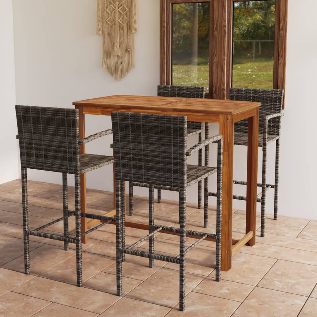 vidaXL 5 Piece Garden Bar Set Grey