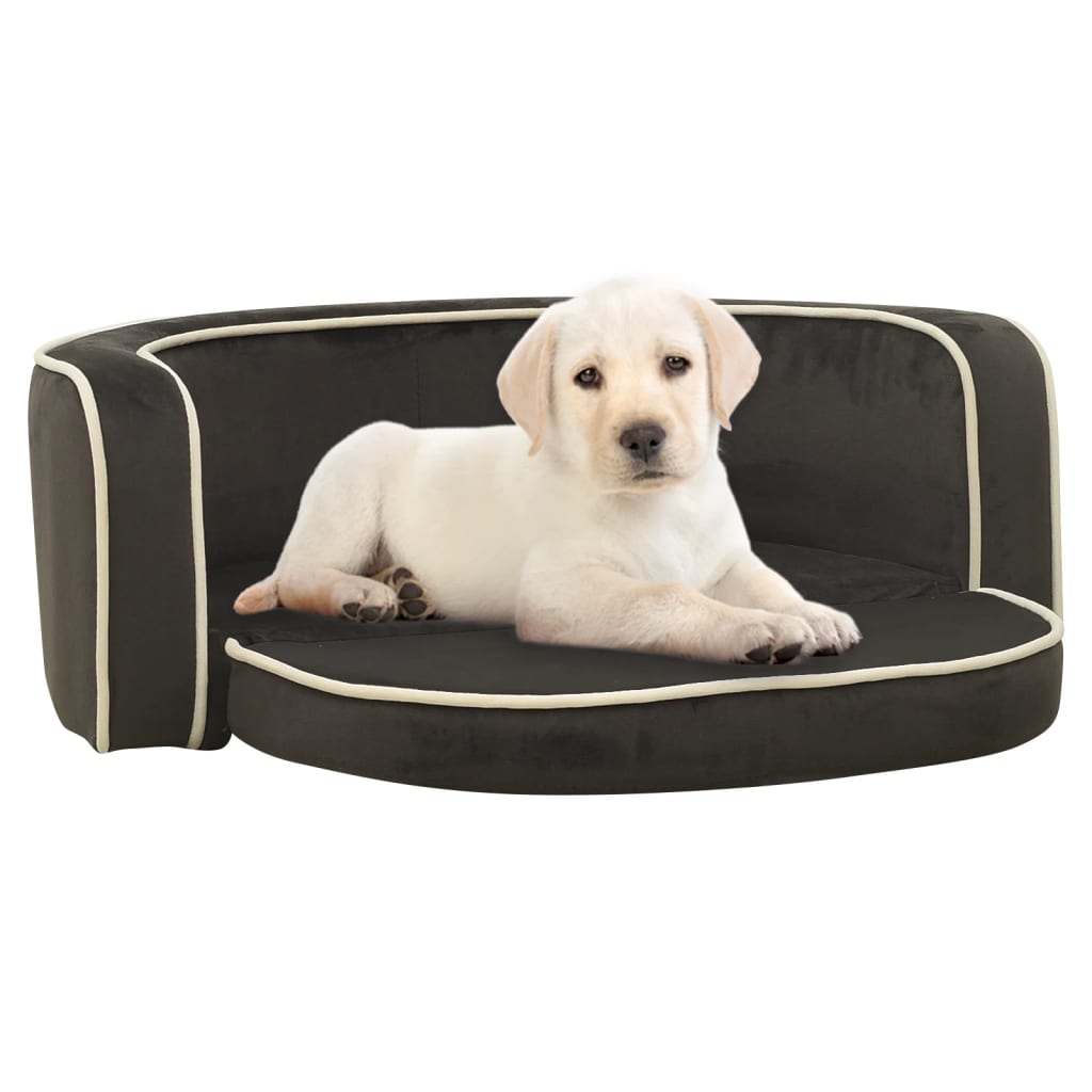 vidaXL Foldable Dog Sofa Dark Grey 73x67x26 cm Plush Washable Cushion