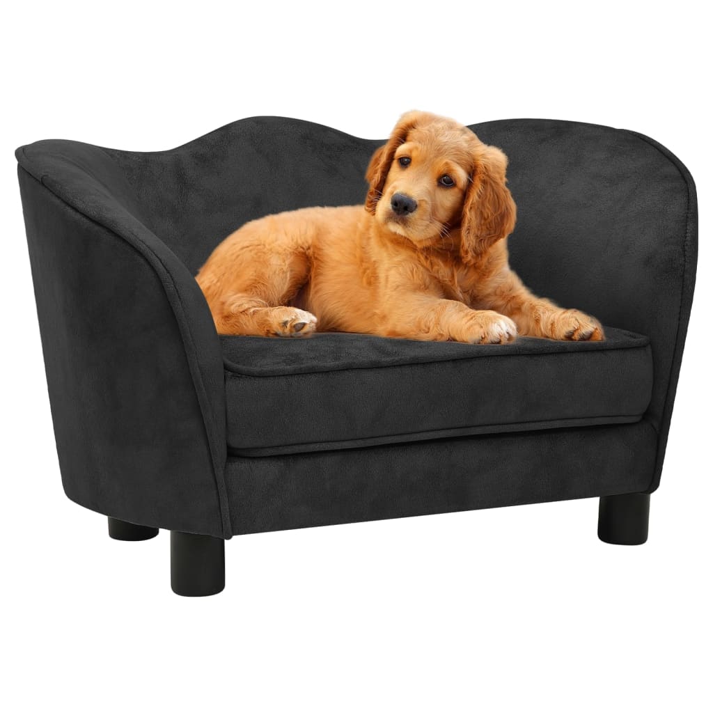vidaXL Dog Sofa Black 66x43x40 cm Plush