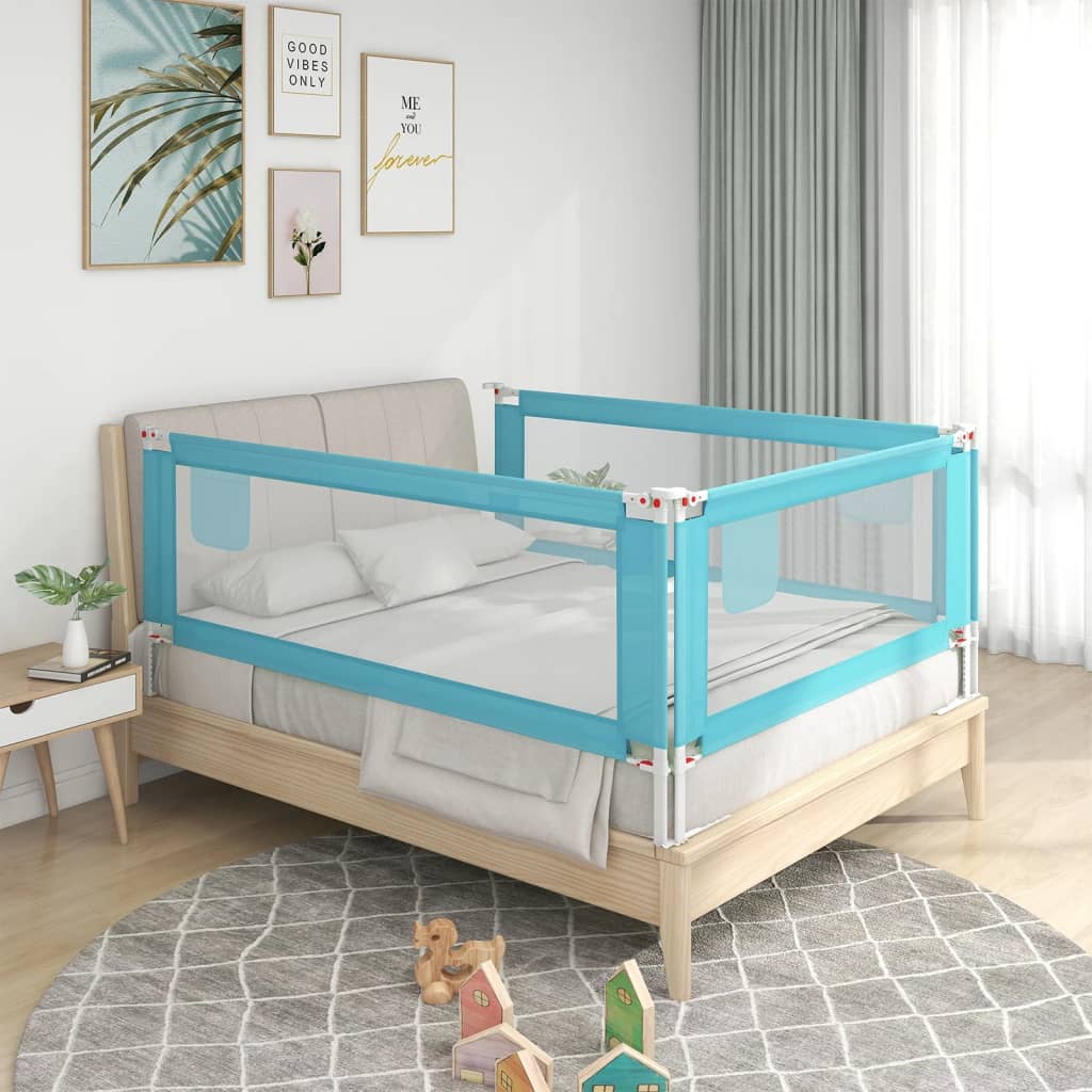 vidaXL Toddler Safety Bed Rail Blue 140x25 cm Fabric