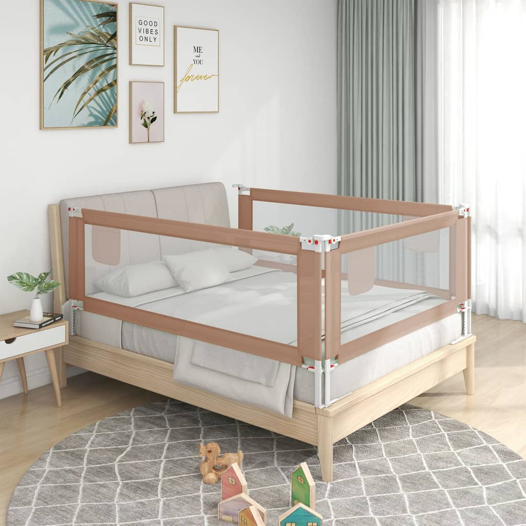 vidaXL Toddler Safety Bed Rail Taupe 90x25 cm Fabric