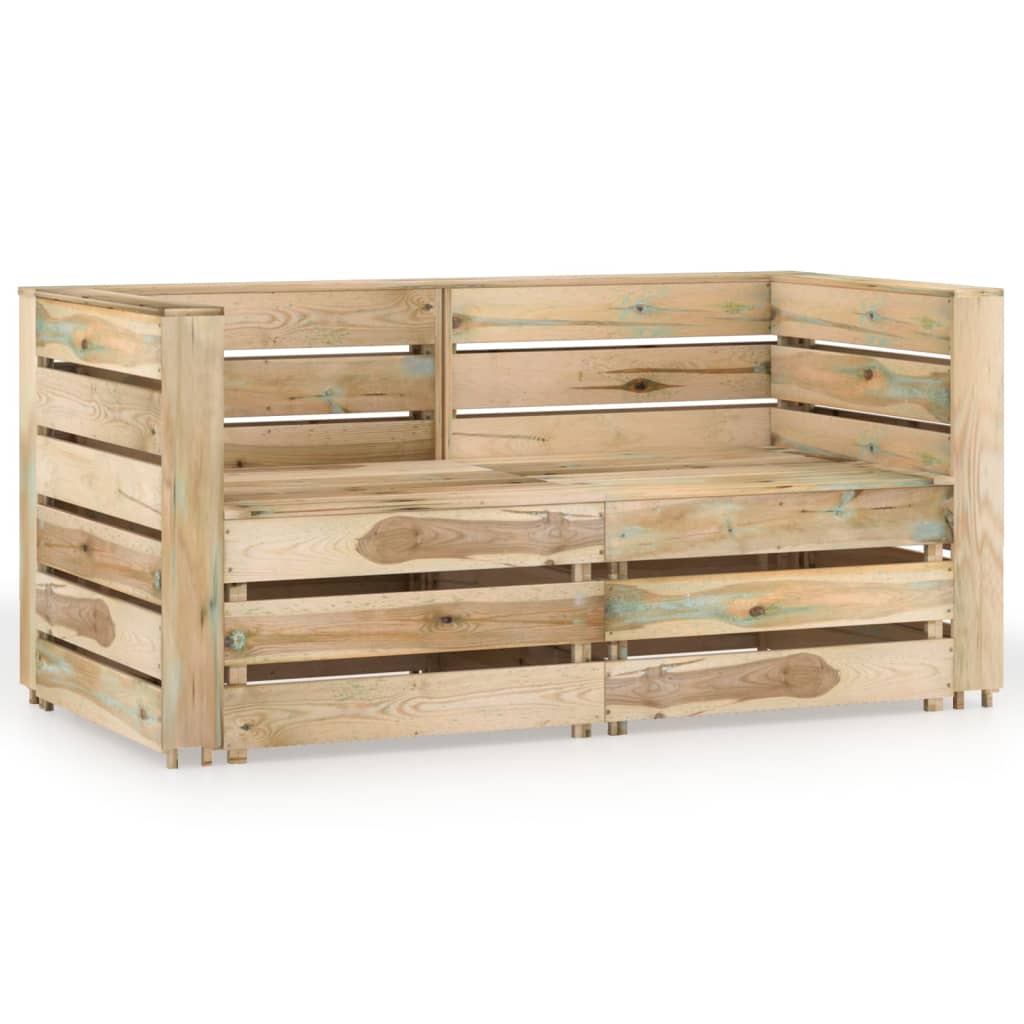 vidaXL 2-Seater Garden Sofa Green Impregnated Pinewood