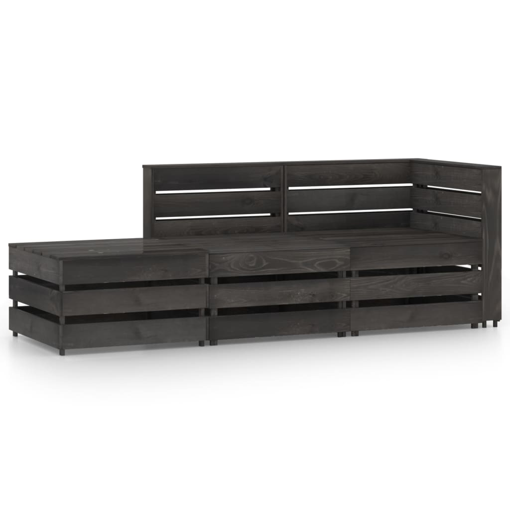 vidaXL 3 Piece Garden Lounge Set Grey Impregnated Pinewood