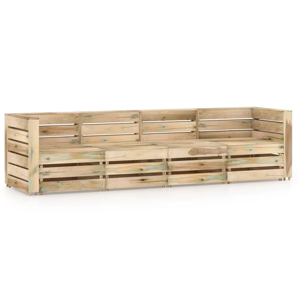 vidaXL 4-Seater Garden Sofa Green Impregnated Pinewood