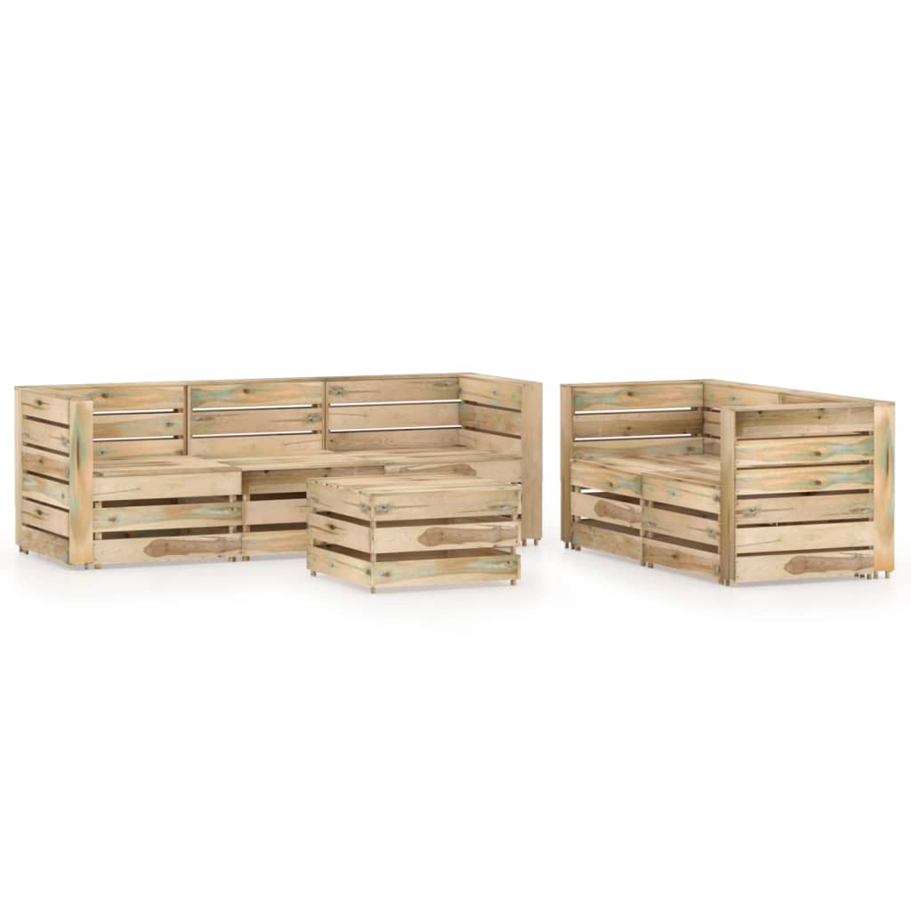 vidaXL 6 Piece Garden Lounge Set Green Impregnated Pinewood