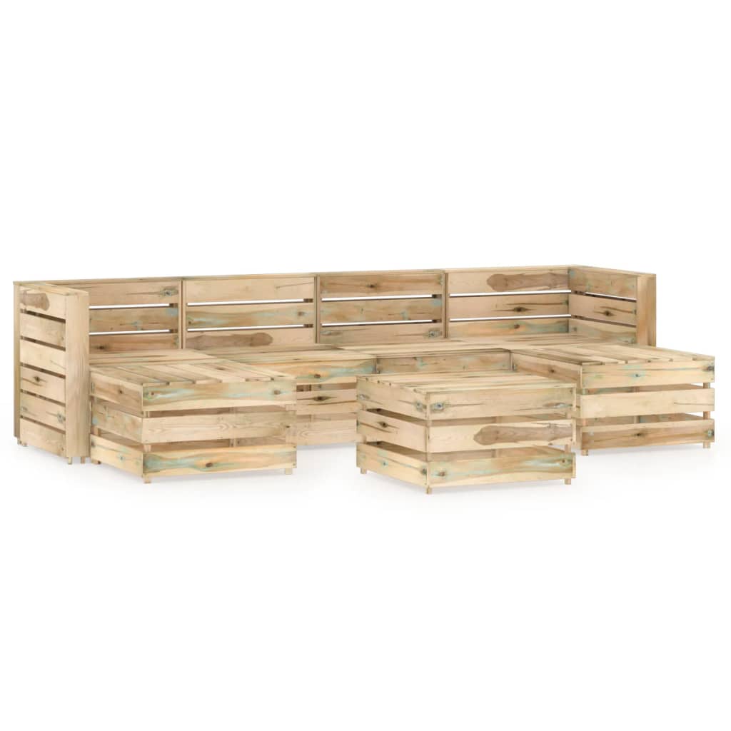 vidaXL 7 Piece Garden Lounge Set Green Impregnated Pinewood