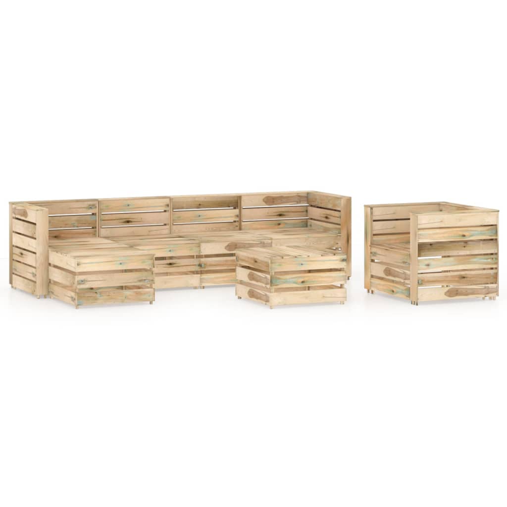 vidaXL 7 Piece Garden Lounge Set Green Impregnated Pinewood