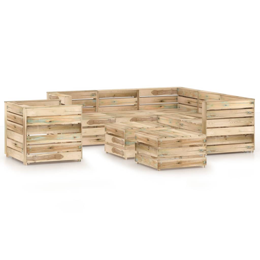 vidaXL 8 Piece Garden Lounge Set Green Impregnated Pinewood