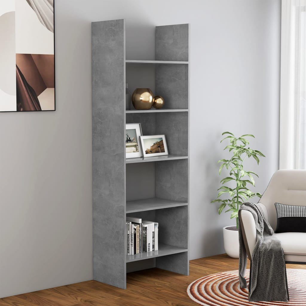 vidaXL Book Cabinet Concrete Grey 60x35x180 cm Engineered Wood