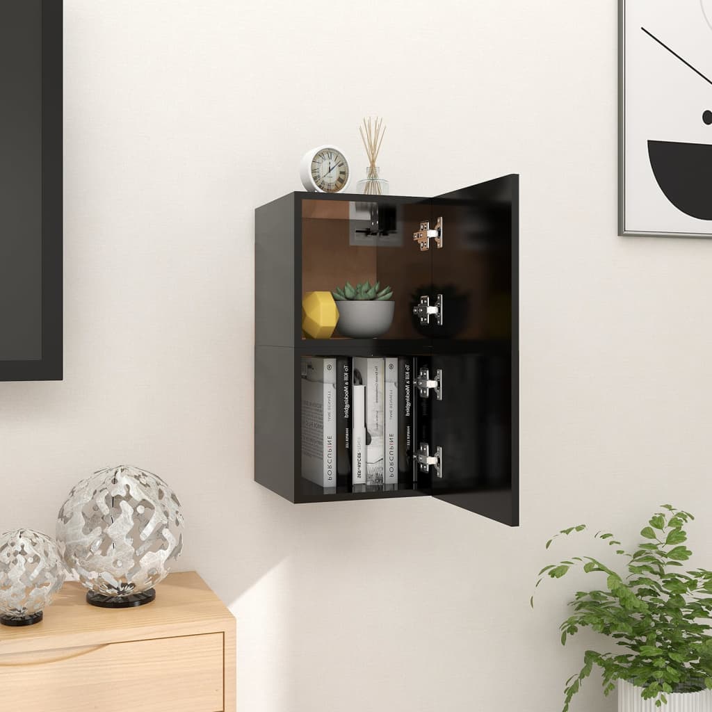 vidaXL Wall Mounted TV Cabinets 2 pcs Black 30.5x30x30 cm