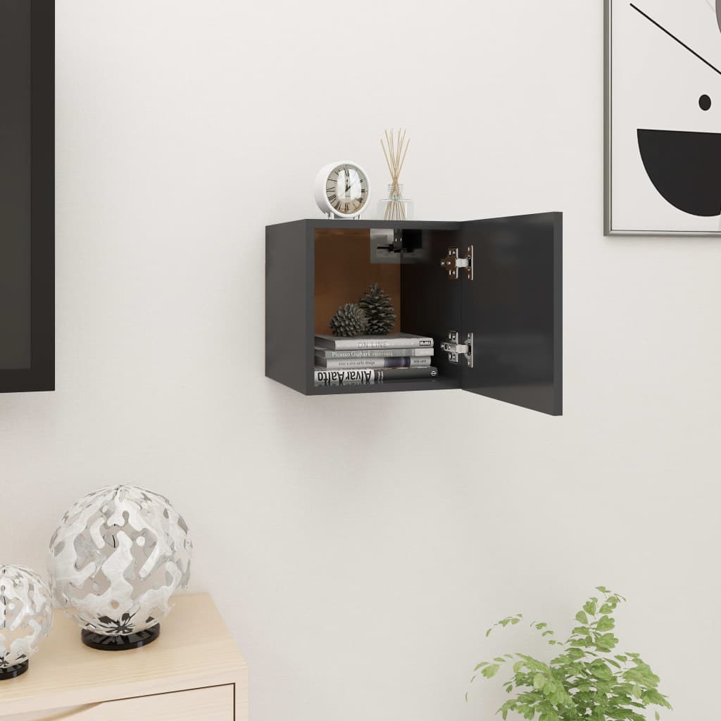 vidaXL Wall Mounted TV Cabinet Grey 30.5x30x30 cm