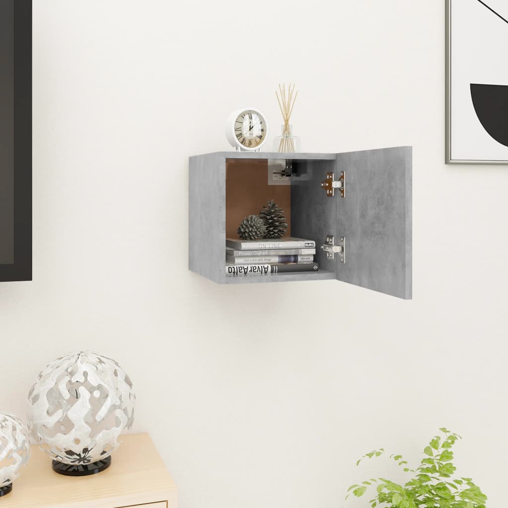 vidaXL Wall Mounted TV Cabinet Concrete Grey 30.5x30x30 cm