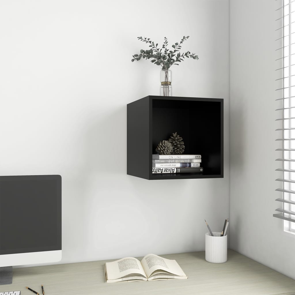 vidaXL Wall Cabinet Black 37x37x37 cm Engineered Wood