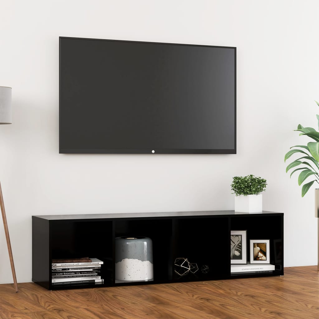 vidaXL TV Cabinet Black 142.5x35x36.5 cm Engineered Wood