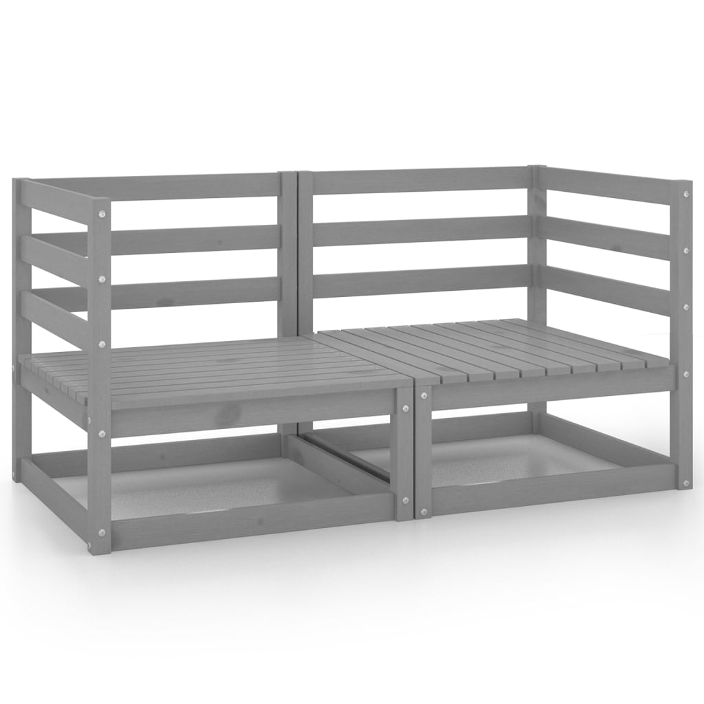 vidaXL Garden Corner Sofas 2 pcs Grey Solid Wood Pine
