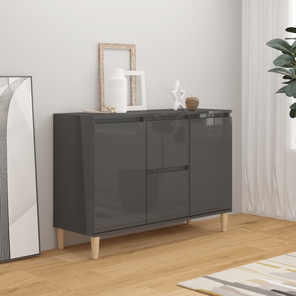 vidaXL Sideboard High Gloss Grey 103.5x35x70 cm Engineered Wood