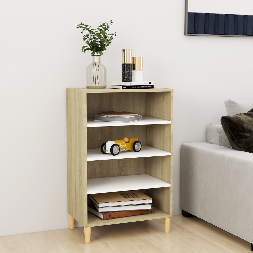 vidaXL Sideboard White and Sonoma Oak 57x35x90 cm Engineered Wood